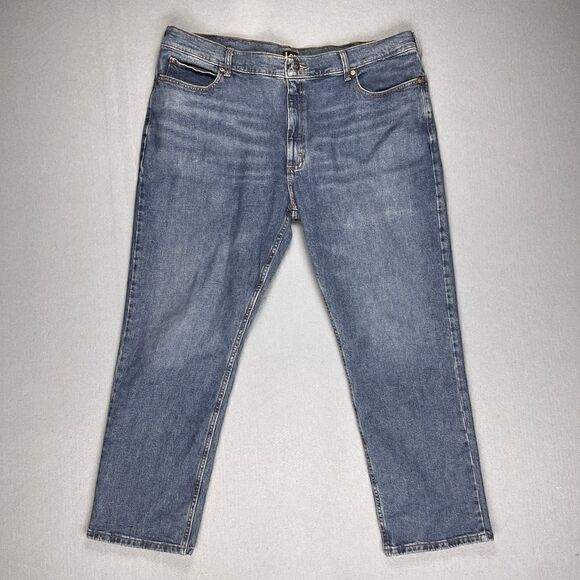Lee Jeans Mens 42x30 Relaxed Fit Straight Leg Medium Wash Denim Stretch - Picture 1 of 12